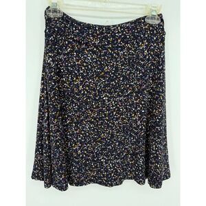 ReneeC Divina Flare Skirt Womens XSP Navy Multi Confetti Print A-Line Mini Skirt